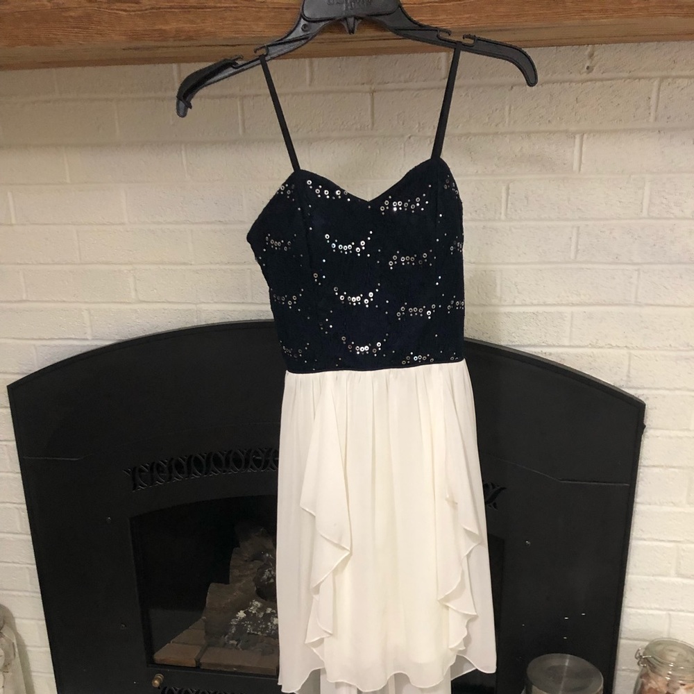 Navy Blue and White Semiformal Dress